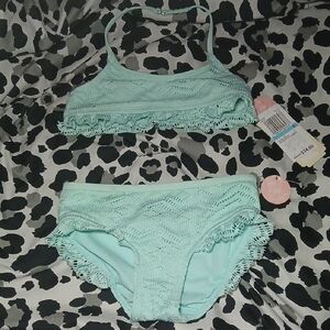 GB Girls Light Green Lace Bikini Set